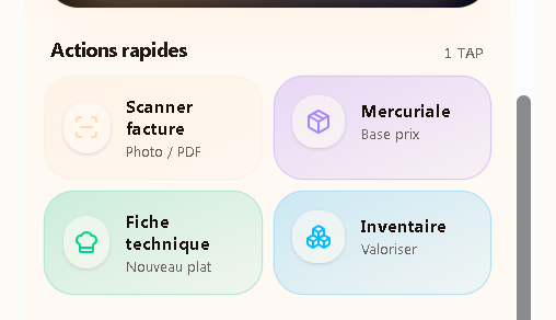 Actions rapides 1-tap