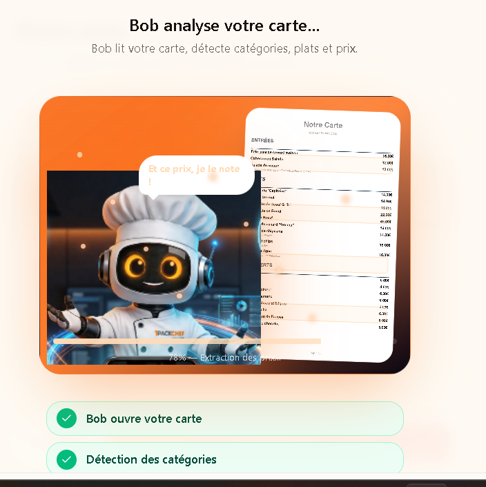 Bob analyse une carte de restaurant
