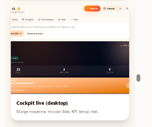 Cockpit de pilotage temps réel 1PAKCHEF