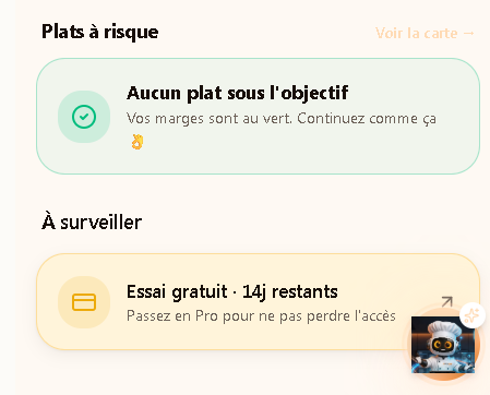Plats à risque & alertes